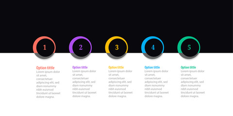 Infographic with circles design with 5 options or steps. Infographics for business concept.