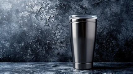 Designed stainless steel tumbler ideal for product mock-ups and promotional campaigns, with ample space for customization.
