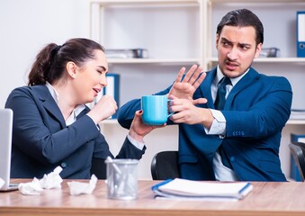 Two employees suffering at workplace