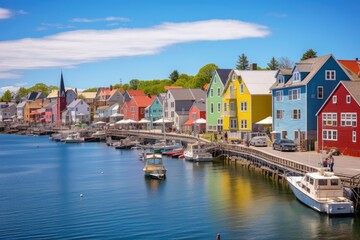 Fototapeta premium Vibrant Harbor With a Multitude of Colorful Houses