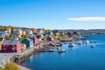Busy Harbor With Boats and Small Town