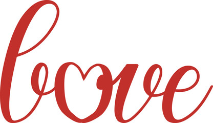 Love word lettering handwritten with heart shape