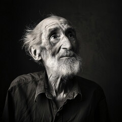 Photostudio monochrome portrait of a old man