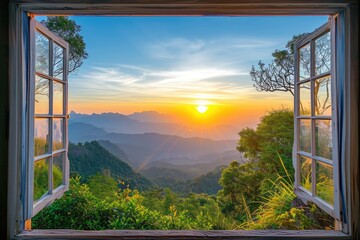 Majestic Mountain View From Open Window