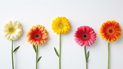 Colorful Flowers on White Wall