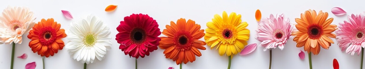 Colorful Flowers on White Wall