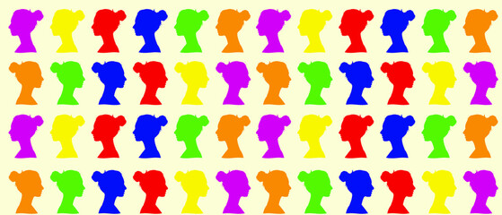 Women color head portrait silhouette illustration isolated