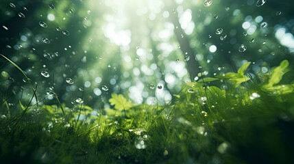 Bokeh forest background, image angle from below, 