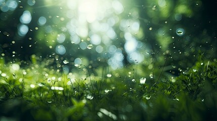 Bokeh forest background, image angle from below, 