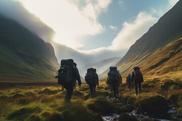 group of people hiking