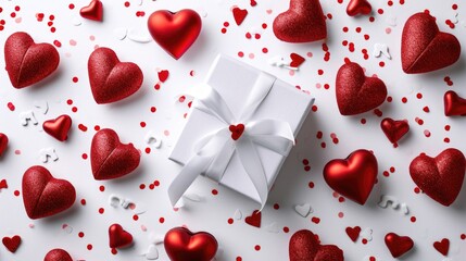Vivid Red Hearts - White Background Enhancing a Valentine's Day Celebration Concept