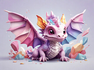 AI generates a detailed illustrastion of a print a cute colorful baby dragon