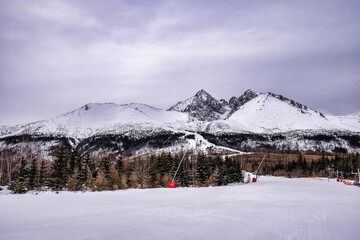 Fototapeta na wymiar ski resort in the mountains Poprad- Slovakia 