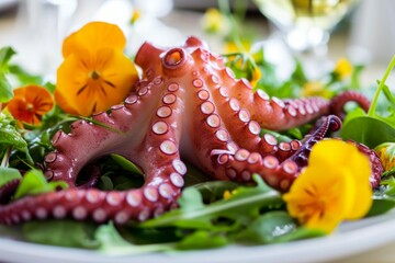 Octopus in cooking. Background with selective focus and copy space