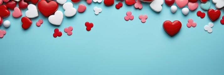 Candy Heart Frame - Bright Aqua Backdrop with Cheerful Valentine's Message, Valentine's Day Concept
