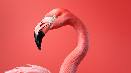 Elegant Flamingo Profile on Vibrant Background