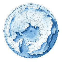 The Antarctic Circle on a Map.. Isolated on a Transparent Background. Cutout PNG.