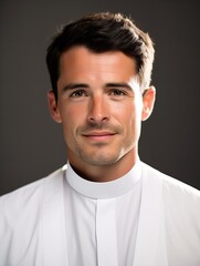 Fototapeta premium Spiritual Male Priest in Church, AI Generated