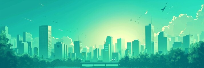 Fototapeta na wymiar eco friendly city design in green color Generative AI