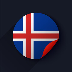 Obraz premium Iceland Flag Sticker Vector Illustration