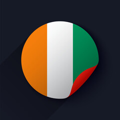 Fototapeta premium Ivory Coast Flag Sticker Vector Illustration