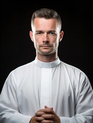 Fototapeta premium Spiritual Male Priest in Church, AI Generated