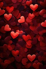 Velvety Hearts Panorama - Creating a Sea of Love in 3D, Valentine's Day Concept