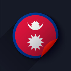Nepal Flag Sticker Vector Illustration