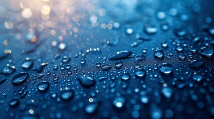 Image of flowing water waves from an aerial perspective. that receives light from sunlight This creates a bright blue surface suitable for personal care, cosmetics, pharmacy or beverage promotion.