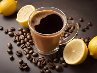 a none alcoholic beverage, this contains falvour of coffee and lemon - obrazy, fototapety, plakaty