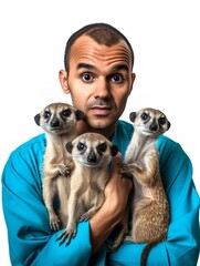Experienced Male Zookeeper with Animals, AI Generated