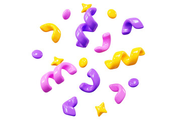 3d render birthday surprise or winner congratulation confetti streamer
