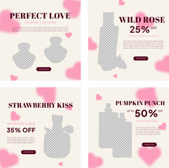 pink hearts template set special valentine's day
