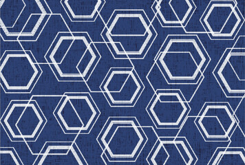青　和柄　模様　六角形　背景	