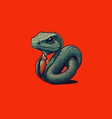  Chinese zodiac symbol of the Snake wearing a business suit - obrazy, fototapety, plakaty