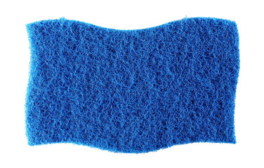 Blue sponge isolated on white background, top view