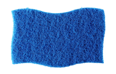 Blue sponge isolated on white background, top view