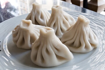 Georgian meal khinkali on the plate