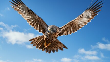 Fototapeta premium Graceful Kestrel in Dynamic Mid-Dive with Wings Spread - AI-Generative