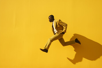 Fototapeta na wymiar silhouette of a person jumping.Minimal creative emotional concept.Copy sace.Generative Ai