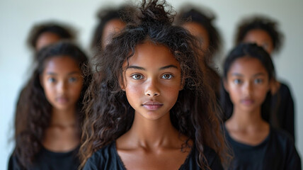 Obraz premium a beautiful young girl front and center with her friends in the background