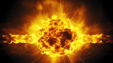 Vibrant Yellow Fireball Illuminating a Dark Background