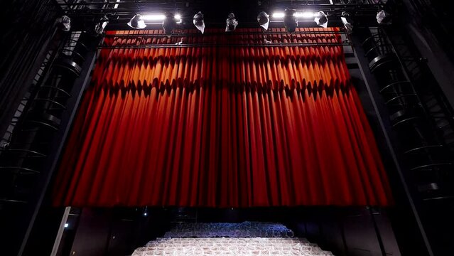 Steadicam Wide Shot of The Red Velvet Curtain in the Theater opening