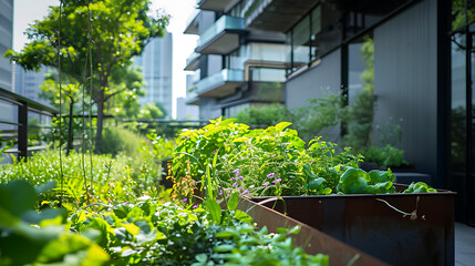 Exuberante vegetação brota das bordas dos vasos metálicos na paisagem urbana movimentada acrescentando um toque de tranquilidade à selva de concreto