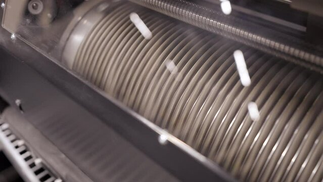 Static Close Up Shot of Rotating Winch Spool in Hoisting Equipment