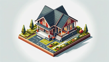 vector illustration of a house in isometric style, showcasing a detailed and visually appealing design. 