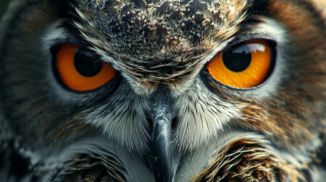 Close-up of Owl With Orange Eyes