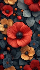 Mixed colorful flowers background. Vibrant colors pattern of mixed flowers backdrop