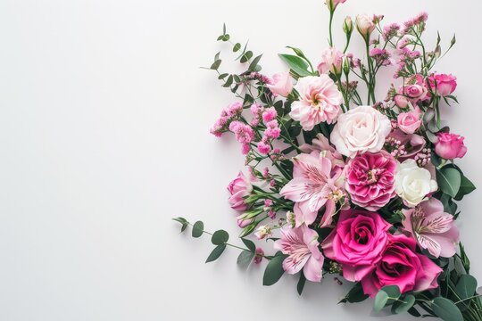 Pink and White Flower Bouquet on White Background © BrandwayArt