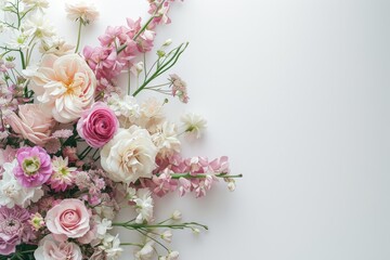 Pink and White Flower Bouquet on White Background